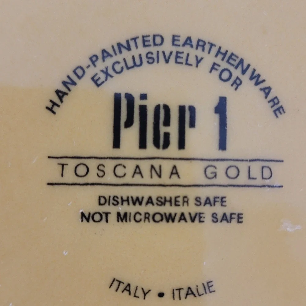 Pier 1 Toscana Gold Hand Painted Earthenware Bowls Set of 2 Italy 10
